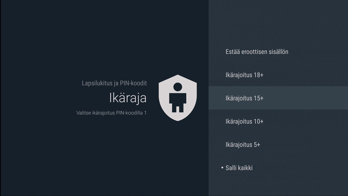 OnePlace - Asetukset - Ikärajoitukset