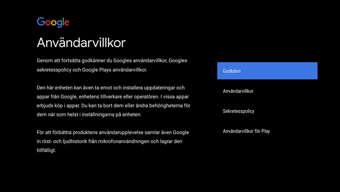Godkänn användarvillkor
